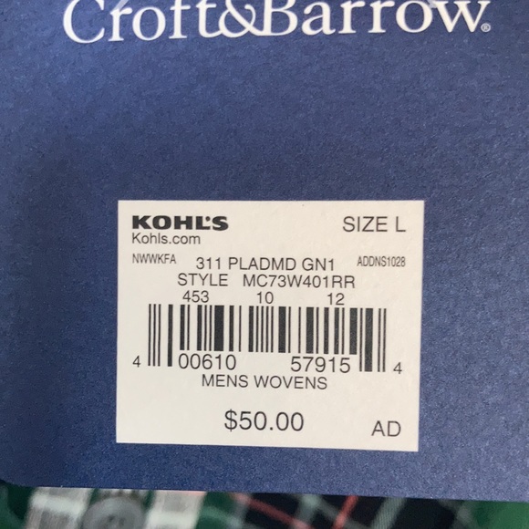 Croft & barrow plaid quick dry Men’s shirt size L - Picture 6 of 17